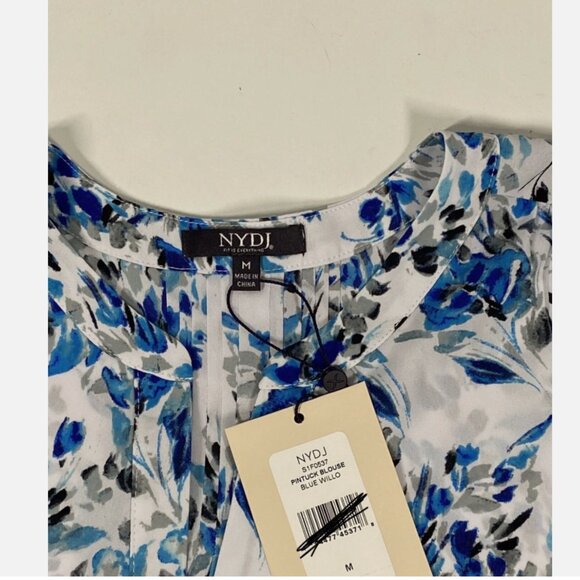 NWT NYDJ High/Low Crepe Blouse - Blue Willow Size Medium - Picture 7 of 10